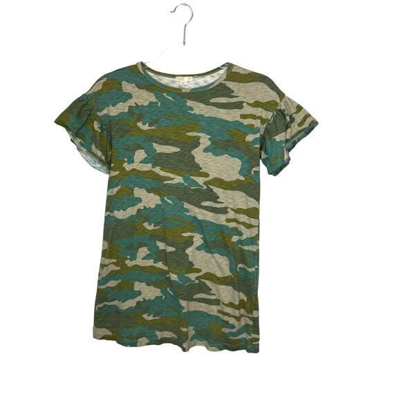CREWCUTS Girls Size 10 Flutter Sleeve T- Shirt Dress Slub Knit Cotton Camo - Picture 1 of 5